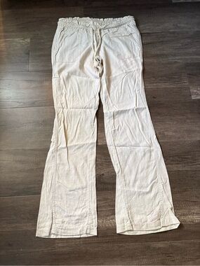 Roxy Oceanside Linen Blend Drawstring Beach Pants – Size Small